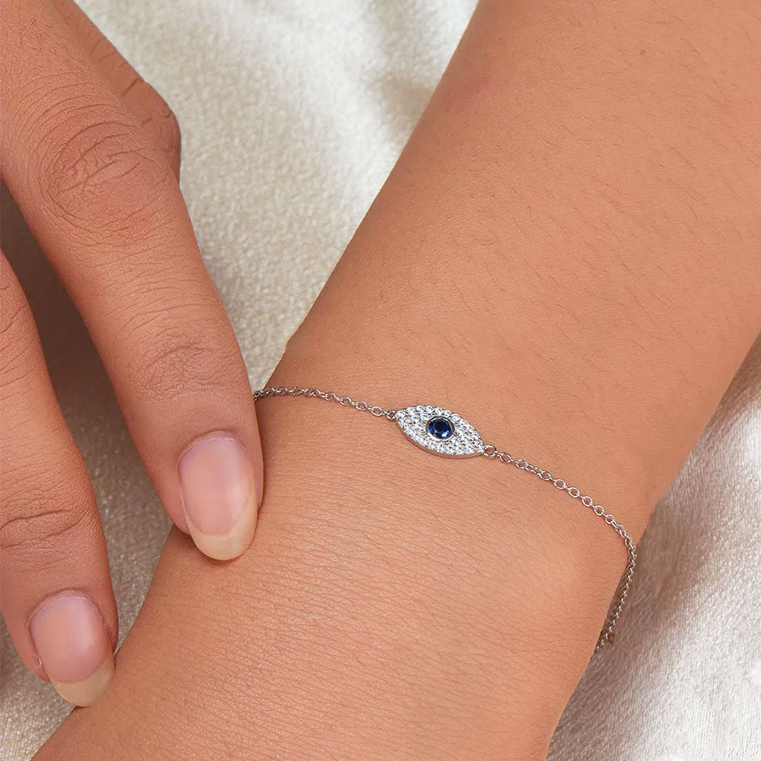 Pulsera De Rodio Con Perla Botón, Flor Y Circones