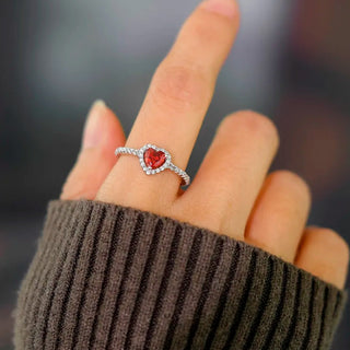 Anillo de Promesa Corazón Rubí Plata925