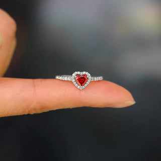 Anillo de Promesa Corazón Rubí Plata925