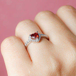 Anillo de Promesa Corazón Rubí Plata925