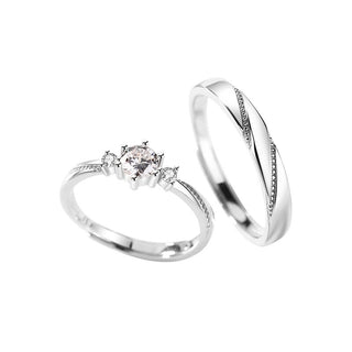 Anillos Ajustables De Pareja Love Promise Plata 925