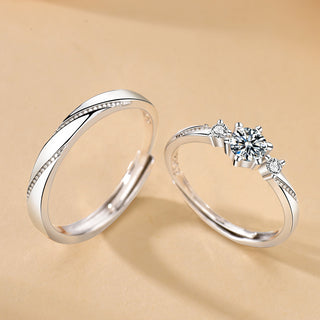 Anillos Ajustables De Pareja Love Promise Plata 925