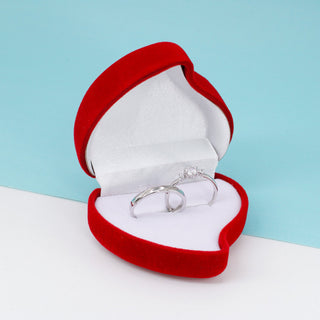 Cajita de Regalo Para Anillo y Aretes Corazón Terciopelo