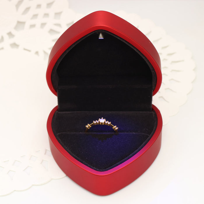Cajita de Regalo para Anillo Y Aretes Chicos Corazón con Luz Led