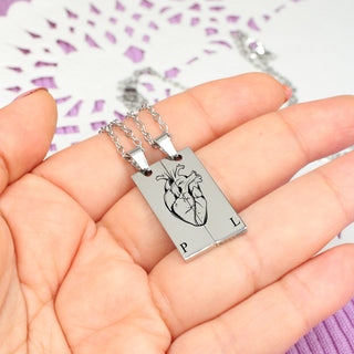 Collares de Placa Corazón Personalizado Pareja