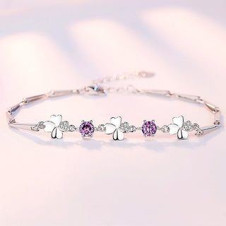 Pulsera Trebol Violeta Plata925