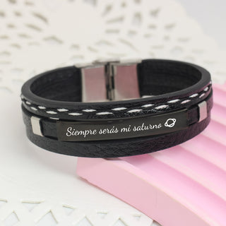 Pulsera Triple Negra Personalizada para Hombre