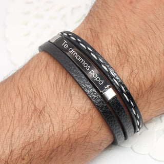 Pulsera Triple Negra Personalizada para Hombre