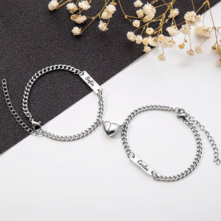 Pulseras de Pareja con Imán de Corazón Personalizada