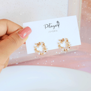 Aretes Corona de Laurel con Perlas