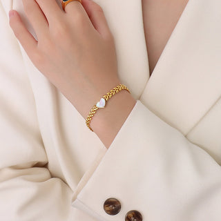 Pulsera Corazón Blanco Gold