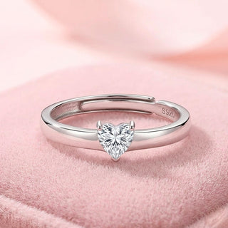 Anillo Ajustable de Promesa White Heart Plata925