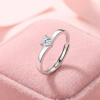 Anillo Ajustable de Promesa White Heart Plata925