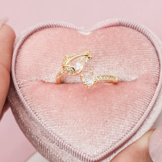 Anillo Ajustable Tulipán con Zirconias