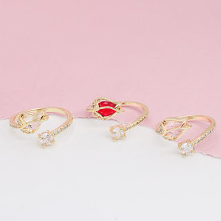 Anillo Ajustable Tulipán con Zirconias