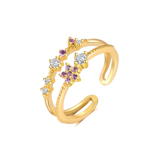 Anillo Ajustable Doble Violeta Plata925