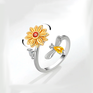 Anillo Girasol Giratorio Plata925