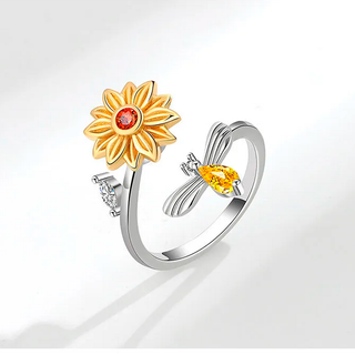 Anillo Girasol Giratorio Plata925