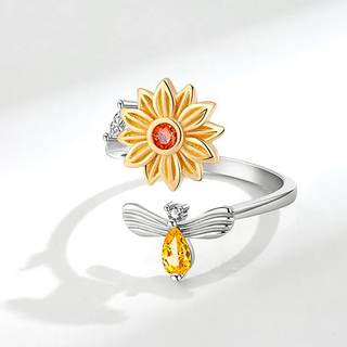 Anillo Girasol Giratorio Plata925