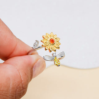 Anillo Girasol Giratorio Plata925