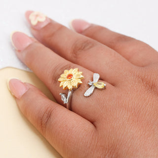 Anillo Girasol Giratorio Plata925