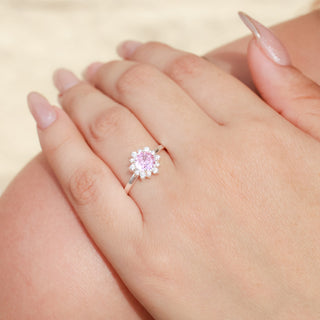 Anillo Flor Pink Plata 925