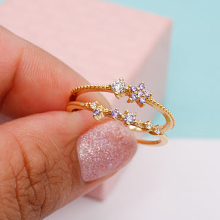 Anillo Ajustable Doble Violeta Plata925