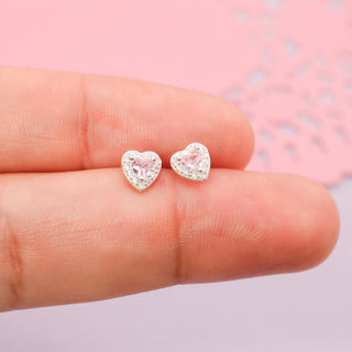 Aretes Tiny Pink Heart Plata925