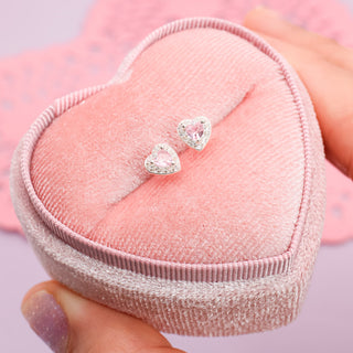Aretes Tiny Pink Heart Plata925