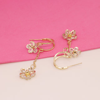 Aretes Doble Flor de Cristal