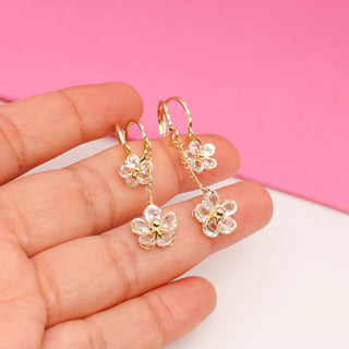 Aretes Doble Flor de Cristal