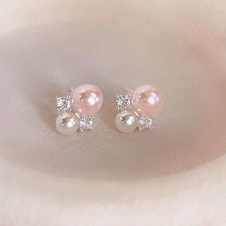 Aretes Perla Rosa & Blanca