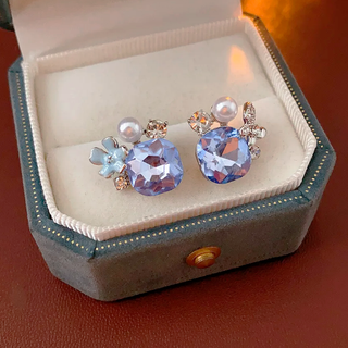 Aretes Asimetricos Cristal Blue