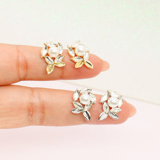 Aretes Hojitas con Perla