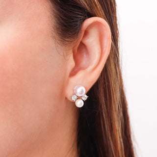 Aretes Perla Rosa & Blanca