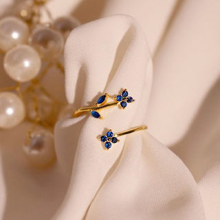 Anillo Ajustable Blue Bloom Plata925
