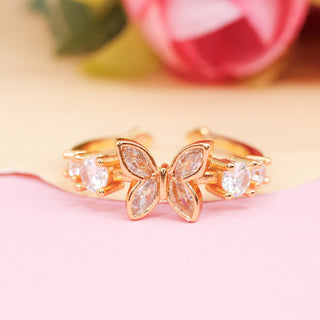 Anillo Ajustable Mariposa y Zirconias