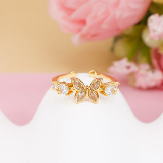 Anillo Ajustable Mariposa y Zirconias