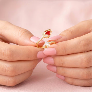 Anillo Ajustable Tulipán con Zirconias
