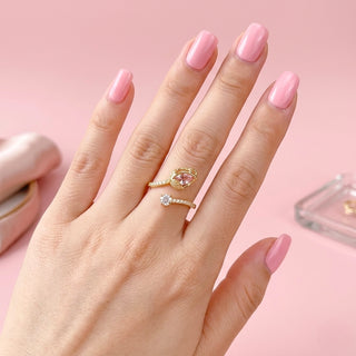 Anillo Ajustable Tulipán con Zirconias
