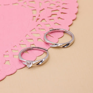 Anillos Ajustables De Pareja Heart Plata 925