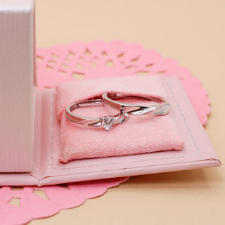 Anillos Ajustables De Pareja Heart Plata 925