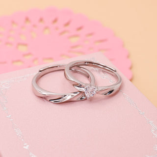 Anillos Ajustables De Pareja Heart Plata 925