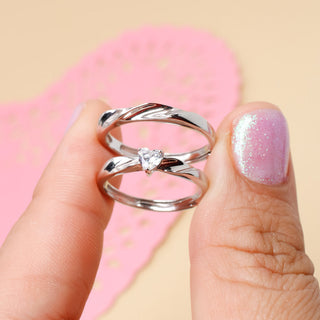 Anillos Ajustables De Pareja Heart Plata 925