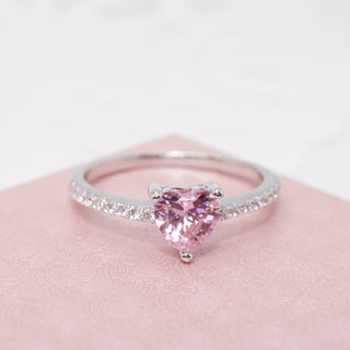 Anillo Promesa Heart Pink Plata 925