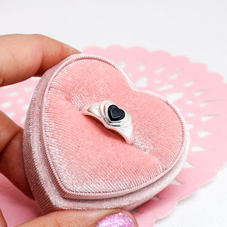 Anillo Ajustable Corazón Black Plata925