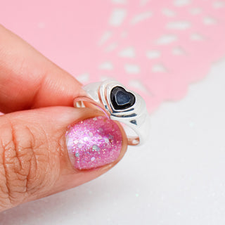 Anillo Ajustable Corazón Black Plata925