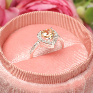 Anillo Promesa Ámbar Heart Plata 925