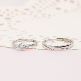 Anillos Ajustables De Pareja Love Promise Plata 925