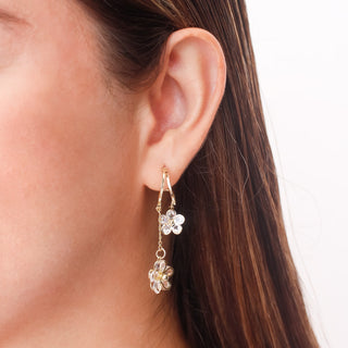 Aretes Doble Flor de Cristal